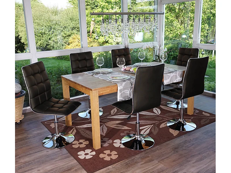 Set 6x sedie soggiorno eleganti MCW-C41 design moderno ecopelle sala pranzo marrone