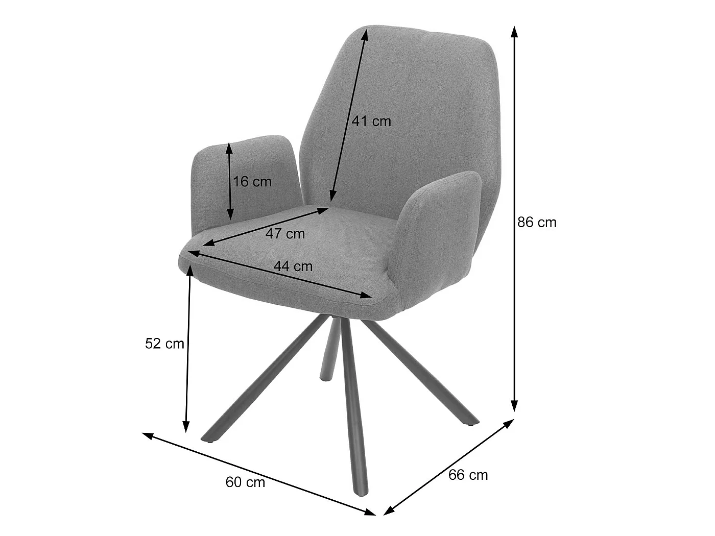 Chaise de salle à manger MCW-H71 pivotante,  gris clair