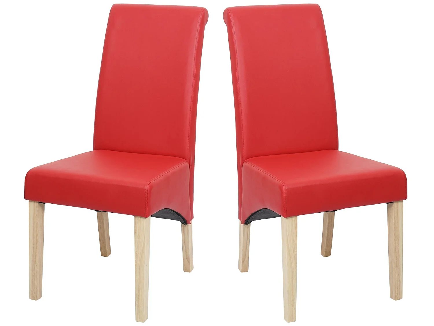 Set 2x sedie M37 soggiorno sala pranzo elegante lounge ecopelle liscia 50x46x99cm rosso piedi chiari