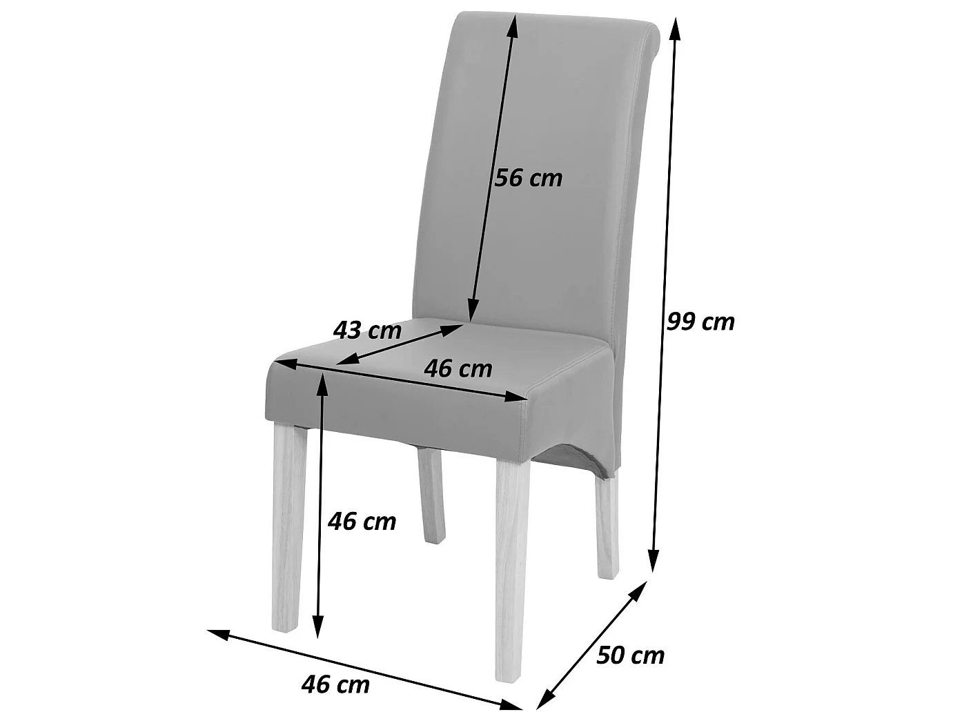 Set 2x sedie M37 soggiorno sala pranzo elegante lounge ecopelle liscia 50x46x99cm rosso piedi chiari