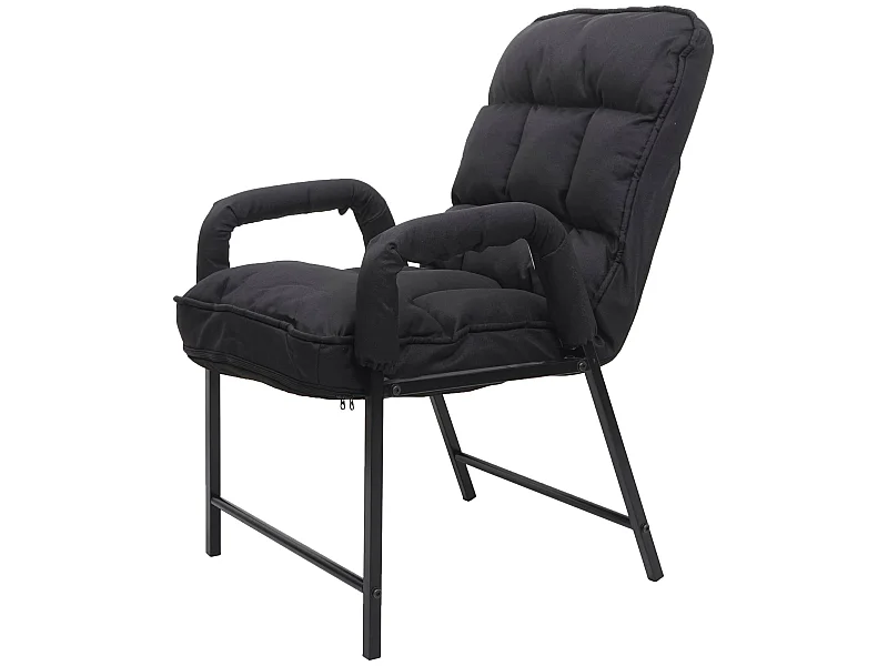 Sedia poltrona imbottita relax regolabile MCW-K40 metallo tessuto nero