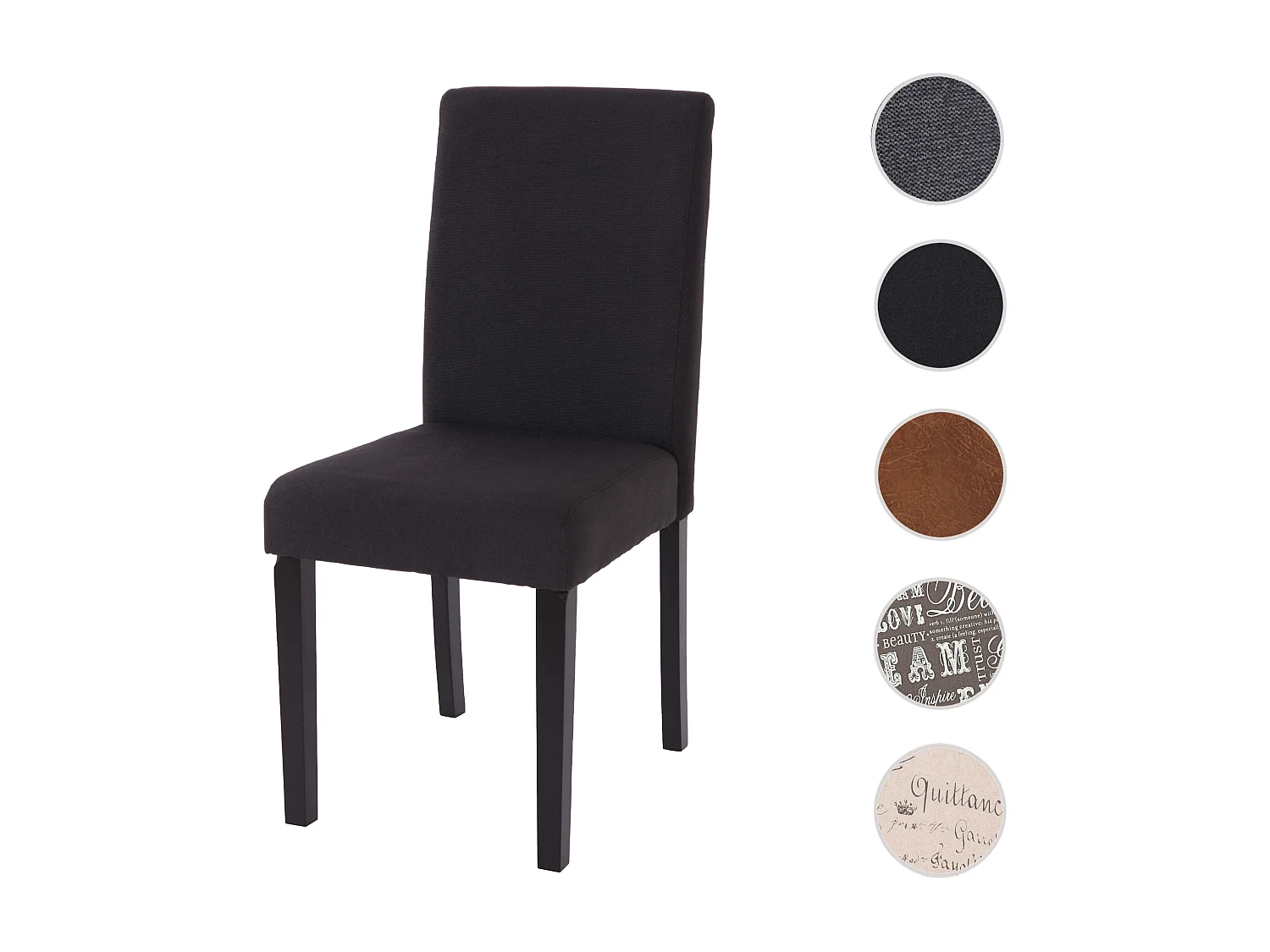 Chaise de salle à manger Littau Schriftzug,  noir, pieds foncés