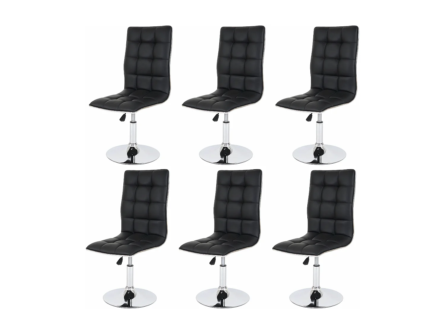 Set 6x sedie soggiorno eleganti MCW-C41 design moderno ecopelle sala pranzo nero
