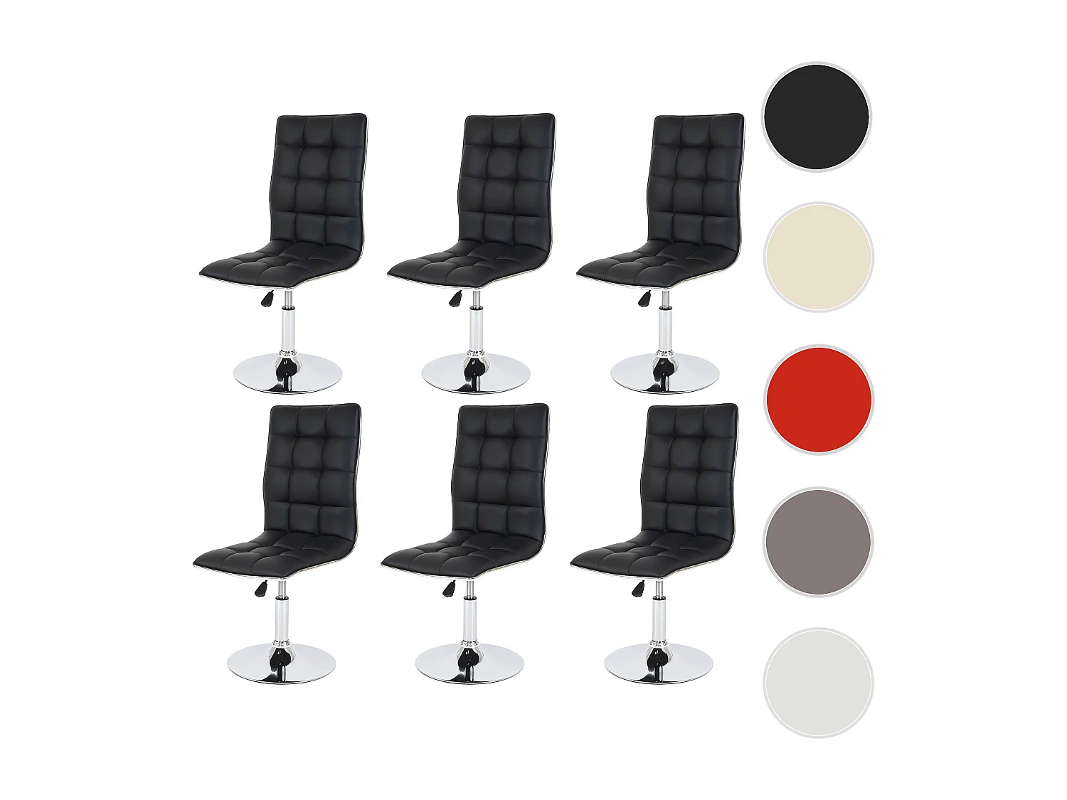 Set 6x sedie soggiorno eleganti MCW-C41 design moderno ecopelle sala pranzo nero