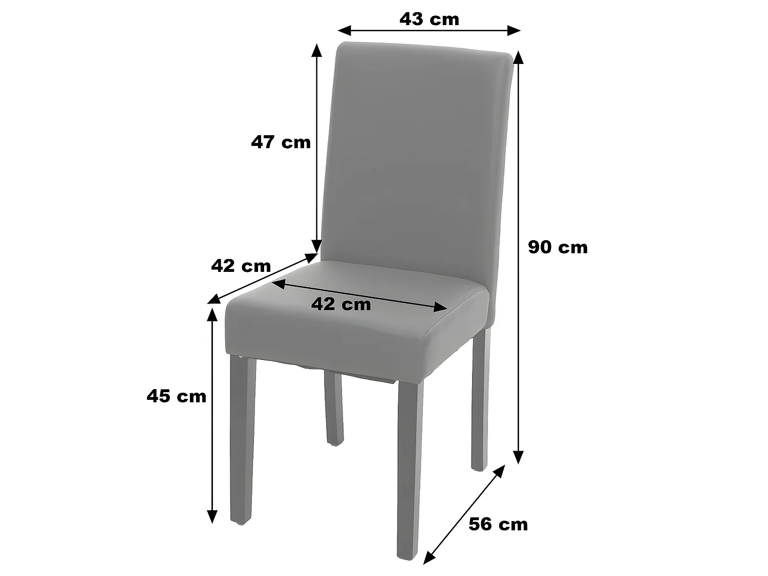 Chaise de salle à manger Littau,  noir mat, pieds foncés