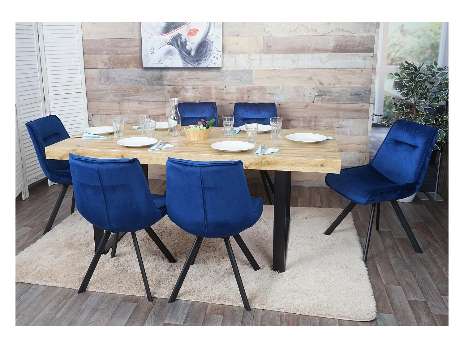 MCW-K24 eetkamerstoel (set van 6),  blauw