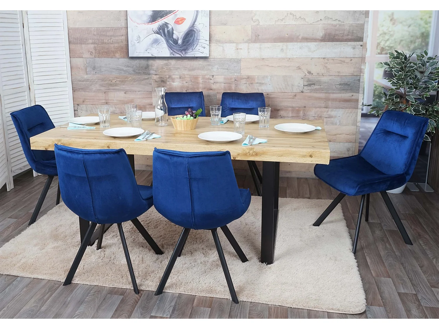 Silla de comedor MCW-K24 (juego de 6),  azul