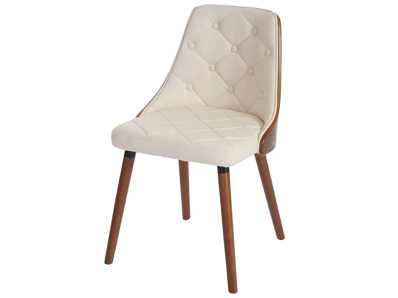 Sedia sala da pranzo soggiorno MCW-A75 53x50x82cm legno ecopelle avorio