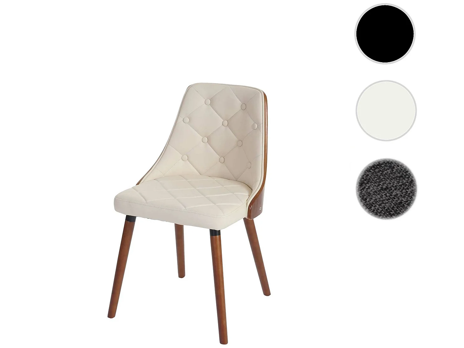 Sedia sala da pranzo soggiorno MCW-A75 53x50x82cm legno ecopelle avorio