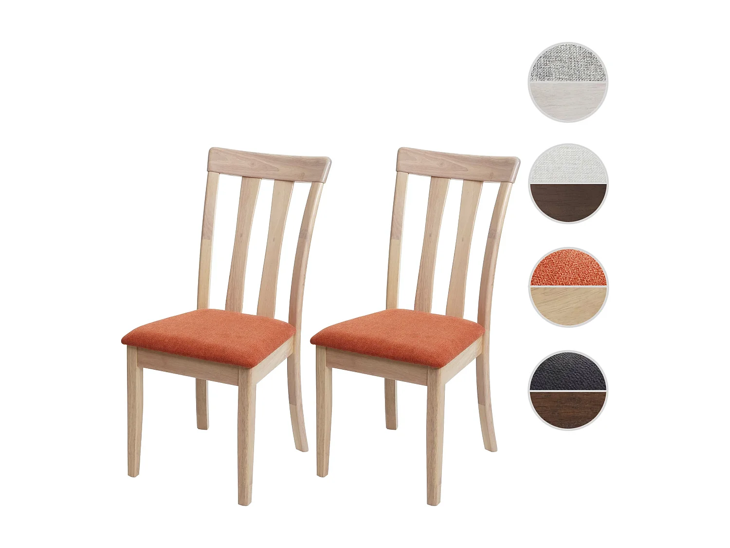 Chaise de salle à manger MCW-G46 (lot de 2),  cadre naturel, orange