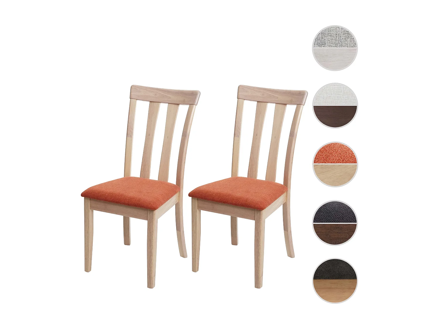 Chaise de salle à manger MCW-G46 (lot de 2),  cadre naturel, orange