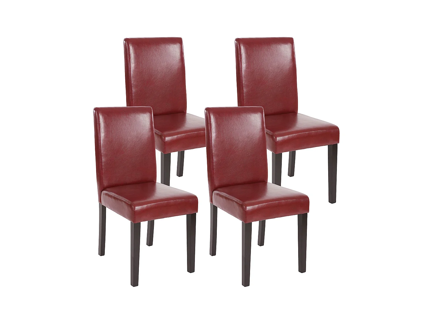 Chaise de salle à manger Littau (lot de 4),  simili-cuir, brun rouge, pieds foncés
