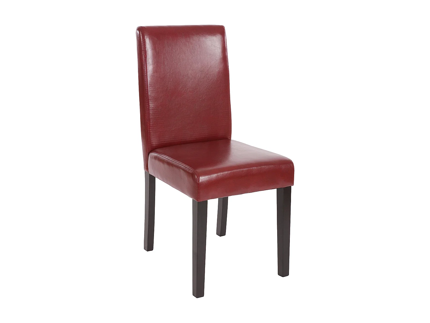 Chaise de salle à manger Littau (lot de 4),  simili-cuir, brun rouge, pieds foncés