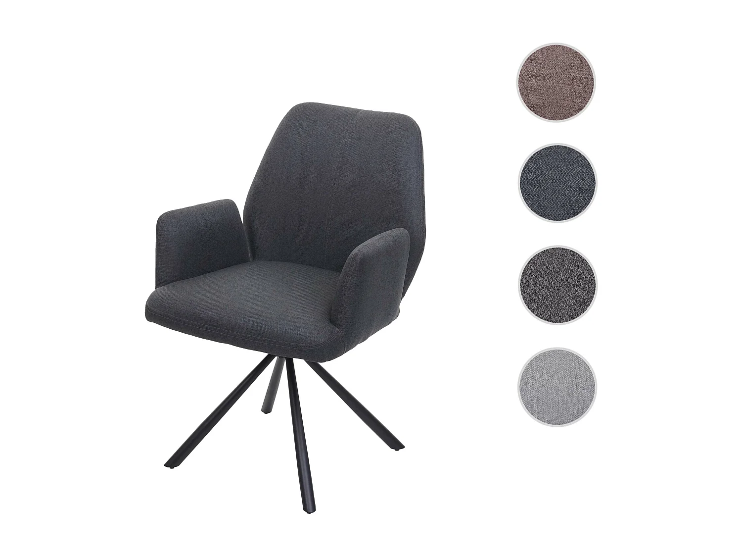 Chaise de salle à manger MCW-H71 pivotante,  gris foncé