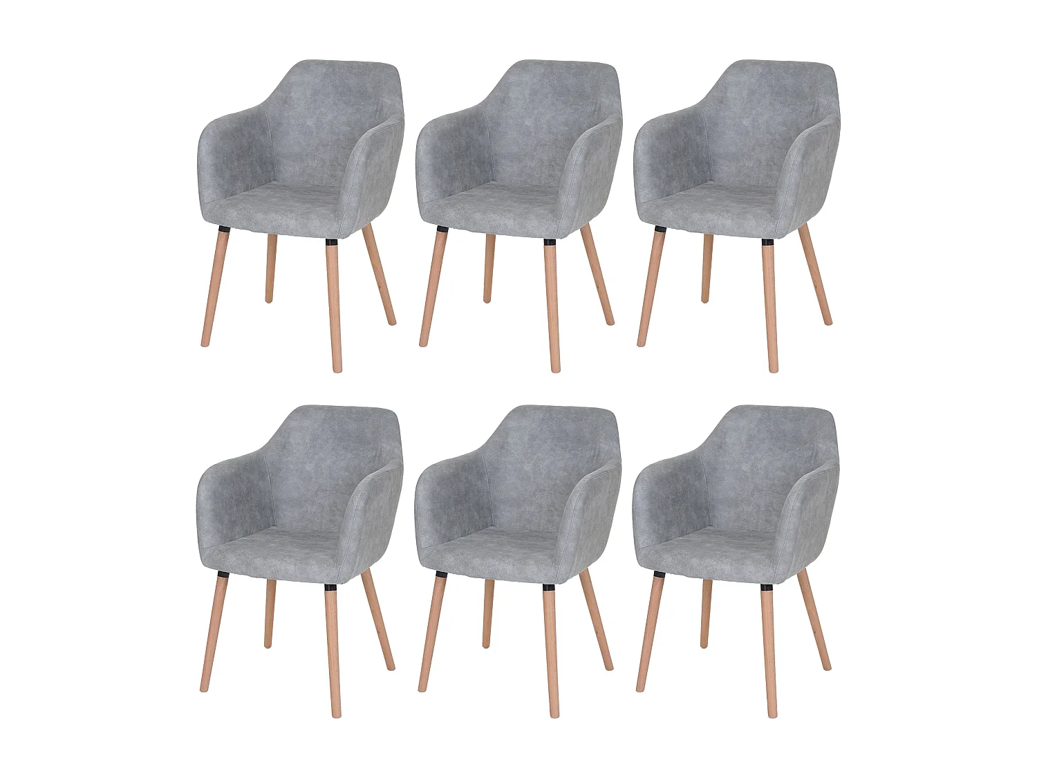 Eetkamerstoel Vaasa T381 (set van 6),  textiel, vintage betongrijs, lichte poten