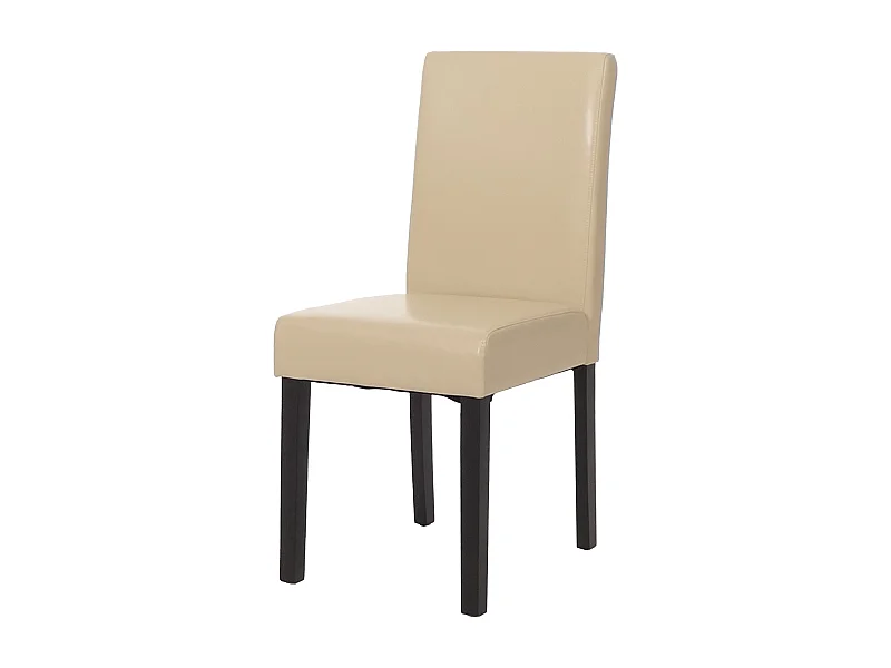 Sedia Littau ecopelle soggiorno cucina sala da pranzo 43x56x90cm avorio piedi scuri