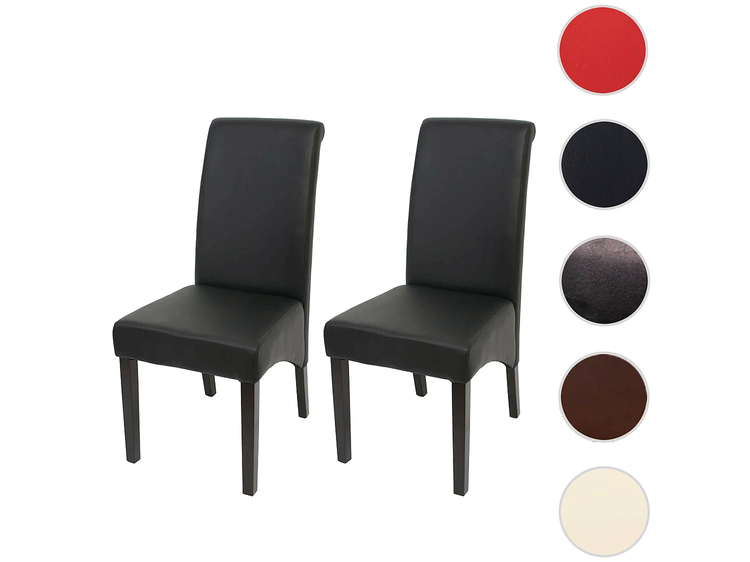 Set 2x sedie M37 soggiorno sala pranzo elegante lounge ecopelle liscia 50x46x99cm nero piedi scuri