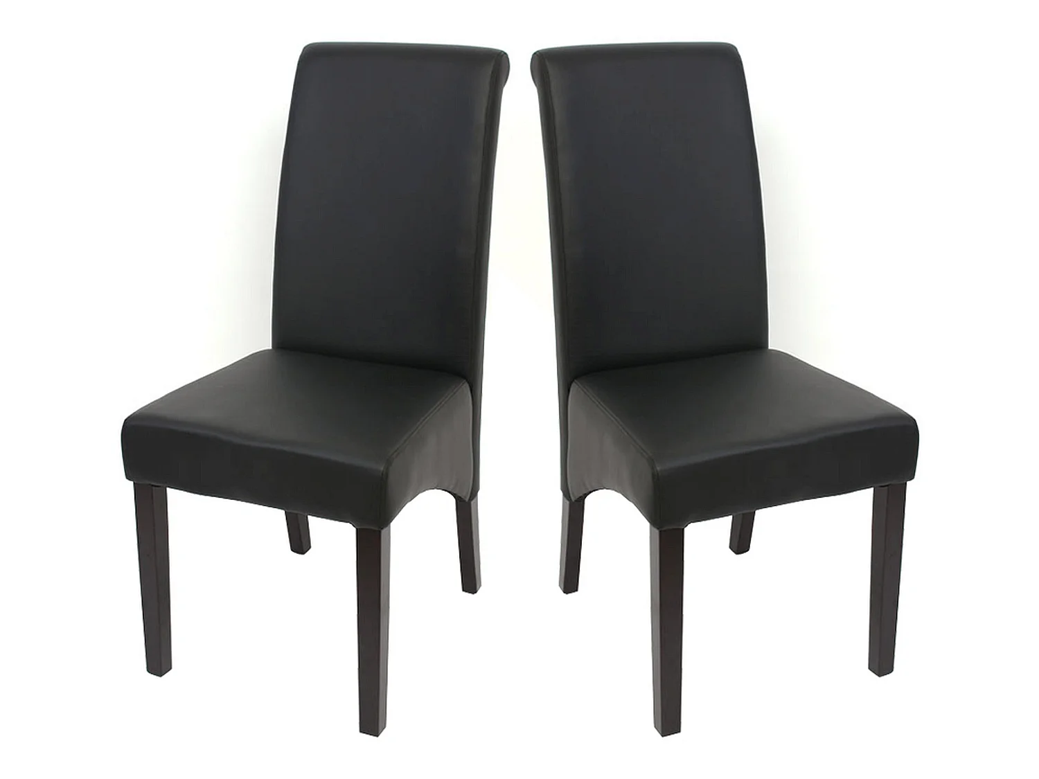 Chaise de salle à manger Cesena (lot de 2),  similicuir mat, noir, pieds foncés