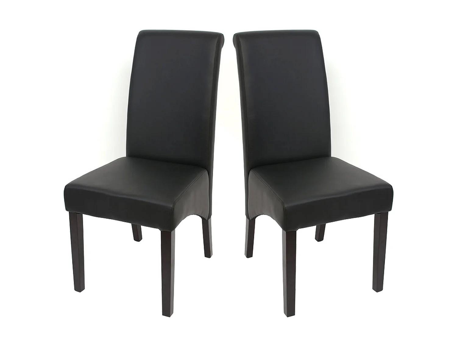 Krzesło do jadalni Cesena (zestaw 2 sztuk),  sztuczna skóra matowa, czarny, ciemne nóżki