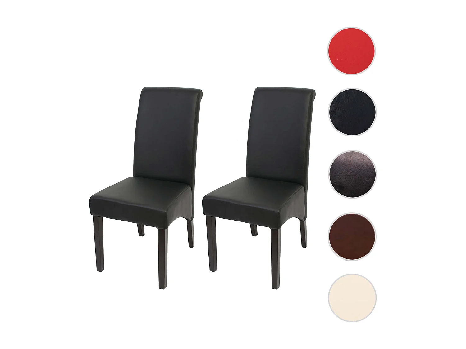 Krzesło do jadalni Cesena (zestaw 2 sztuk),  sztuczna skóra matowa, czarny, ciemne nóżki
