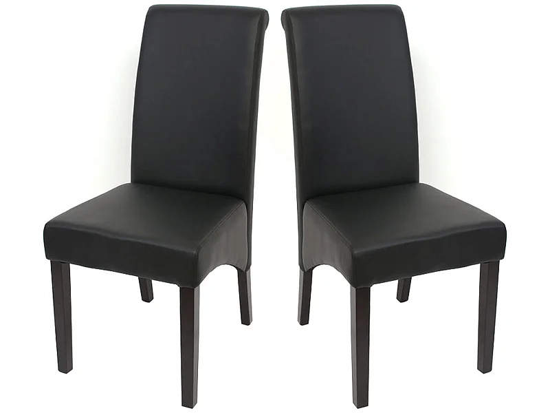 Chaise de salle à manger Cesena (lot de 2),  similicuir mat, noir, pieds foncés