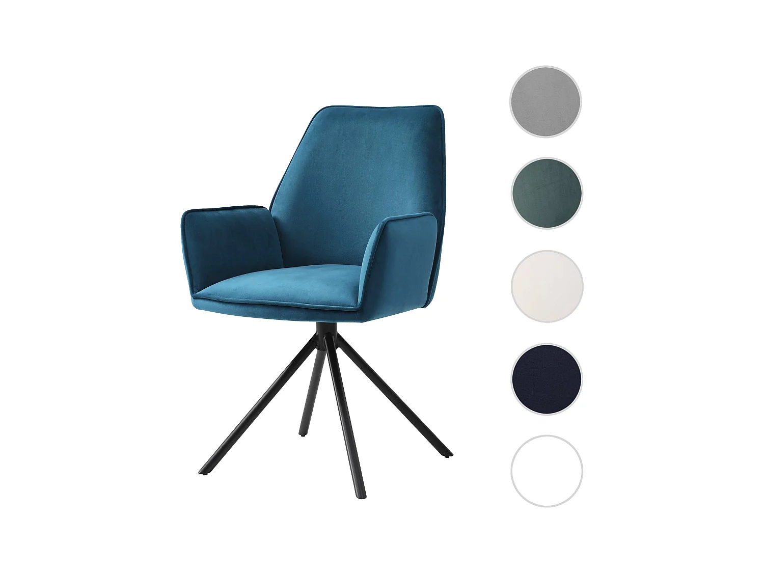 Eetkamerstoel MCW-G67,  turquoise-blauw, zwarte poten