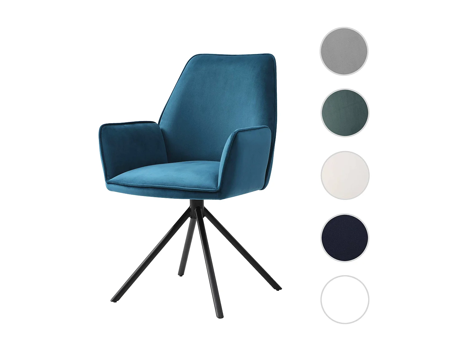 Eetkamerstoel MCW-G67,  turquoise-blauw, zwarte poten