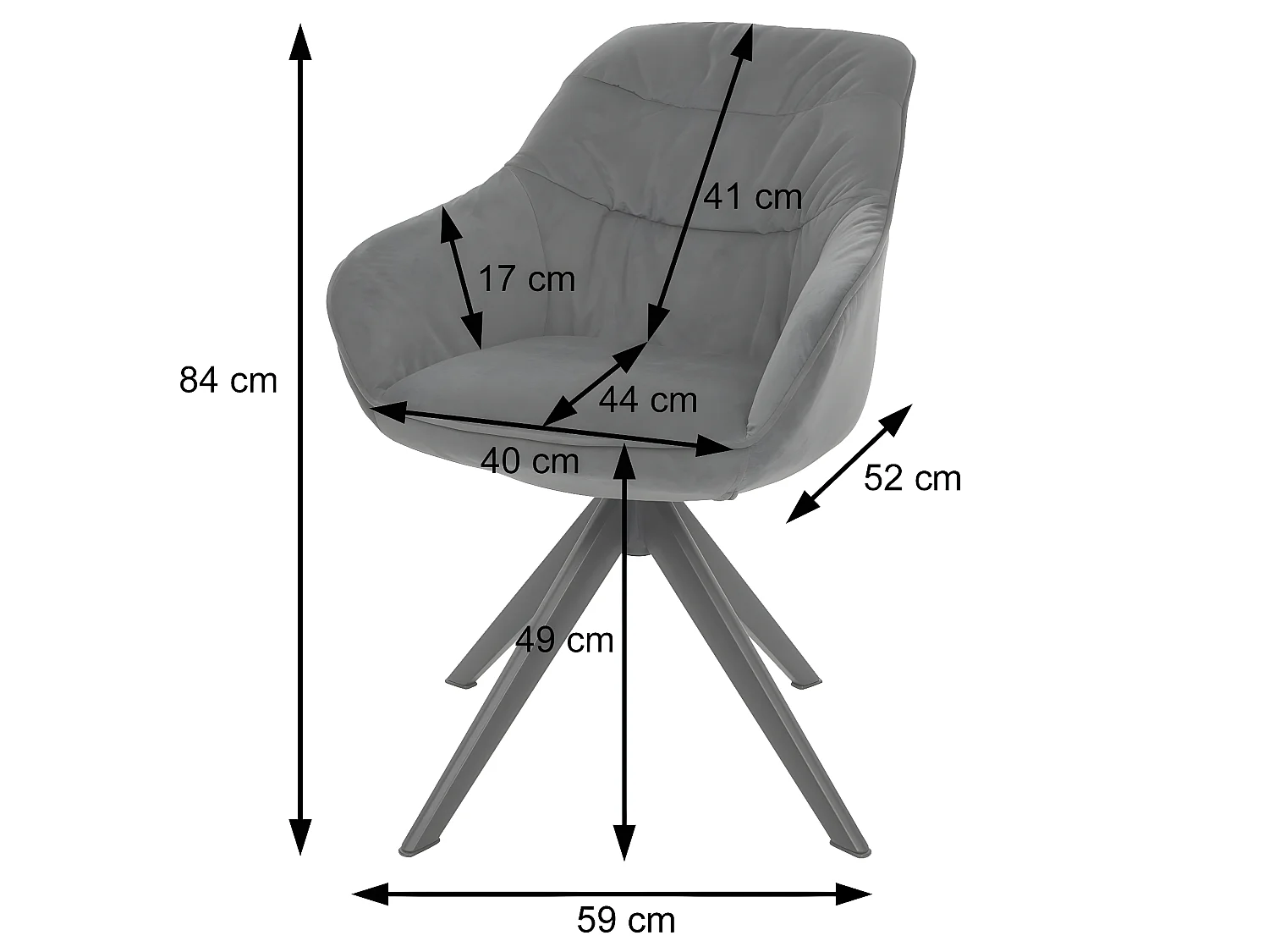 Silla de comedor MCW-K28 (juego de 6),  tela/textil gris claro
