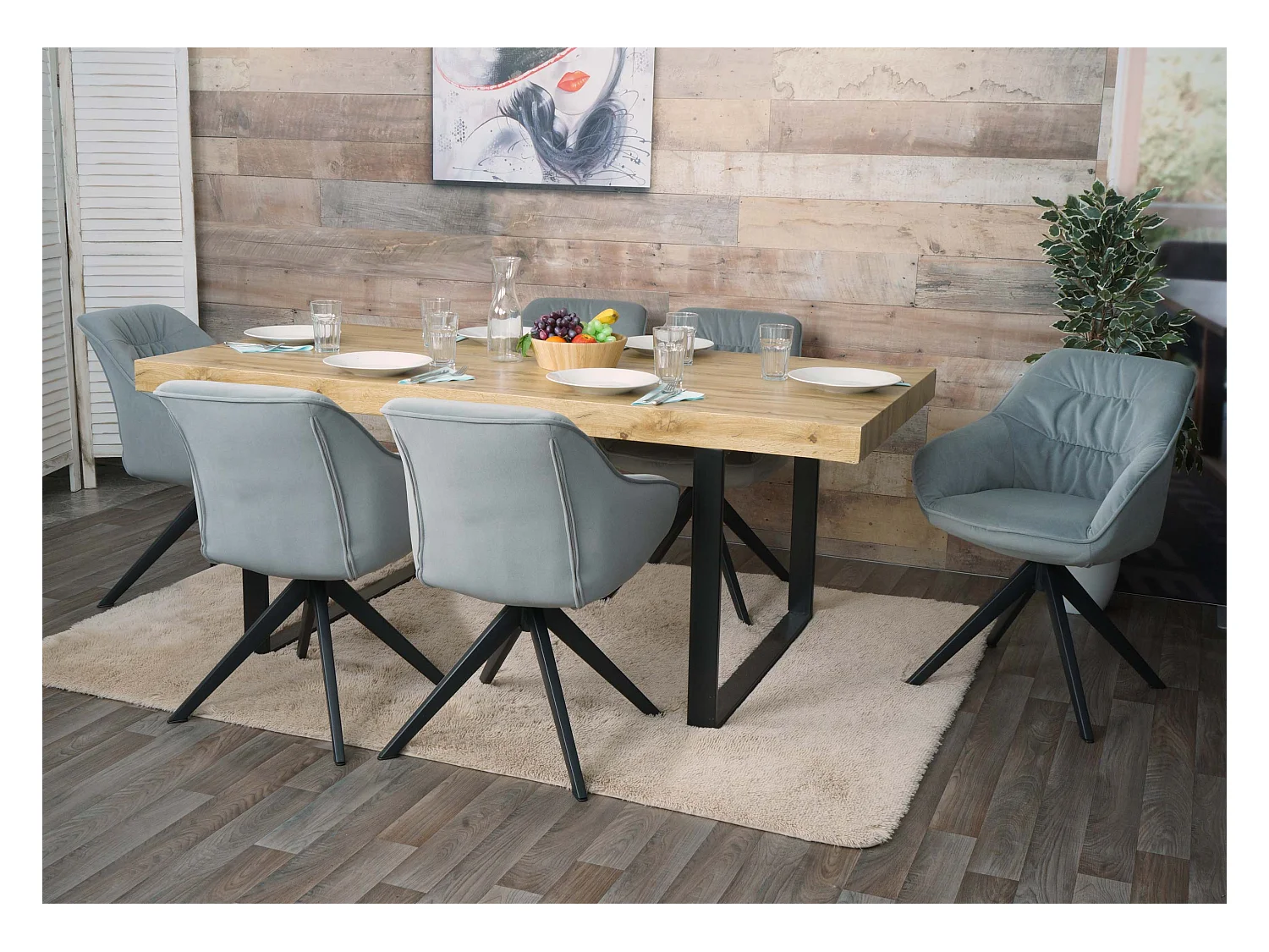 Chaise de salle à manger MCW-K28 (lot de 6),  tissu/textile gris clair