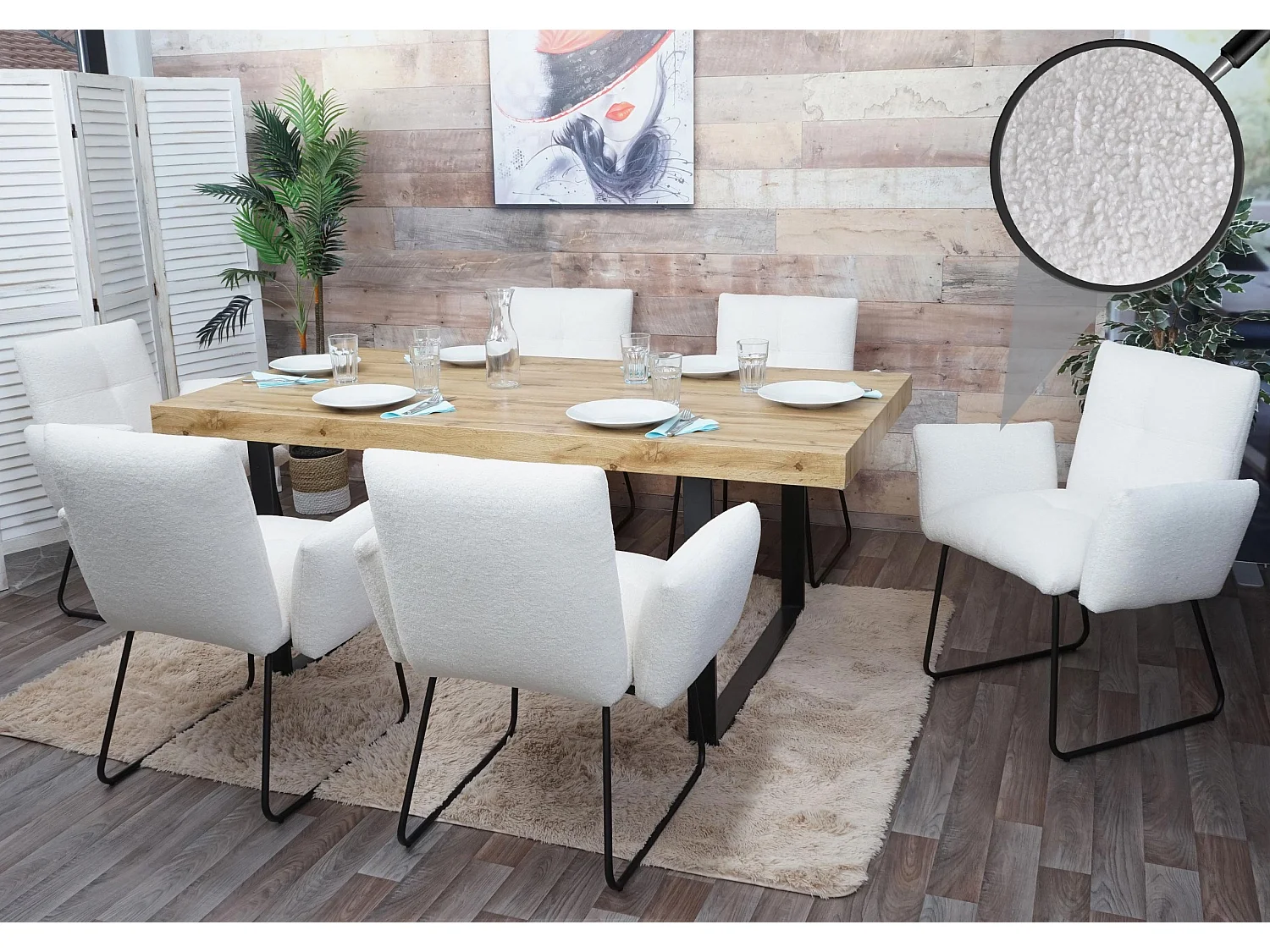 Chaise de salle à manger MCW-K34 (lot de 2),  blanc