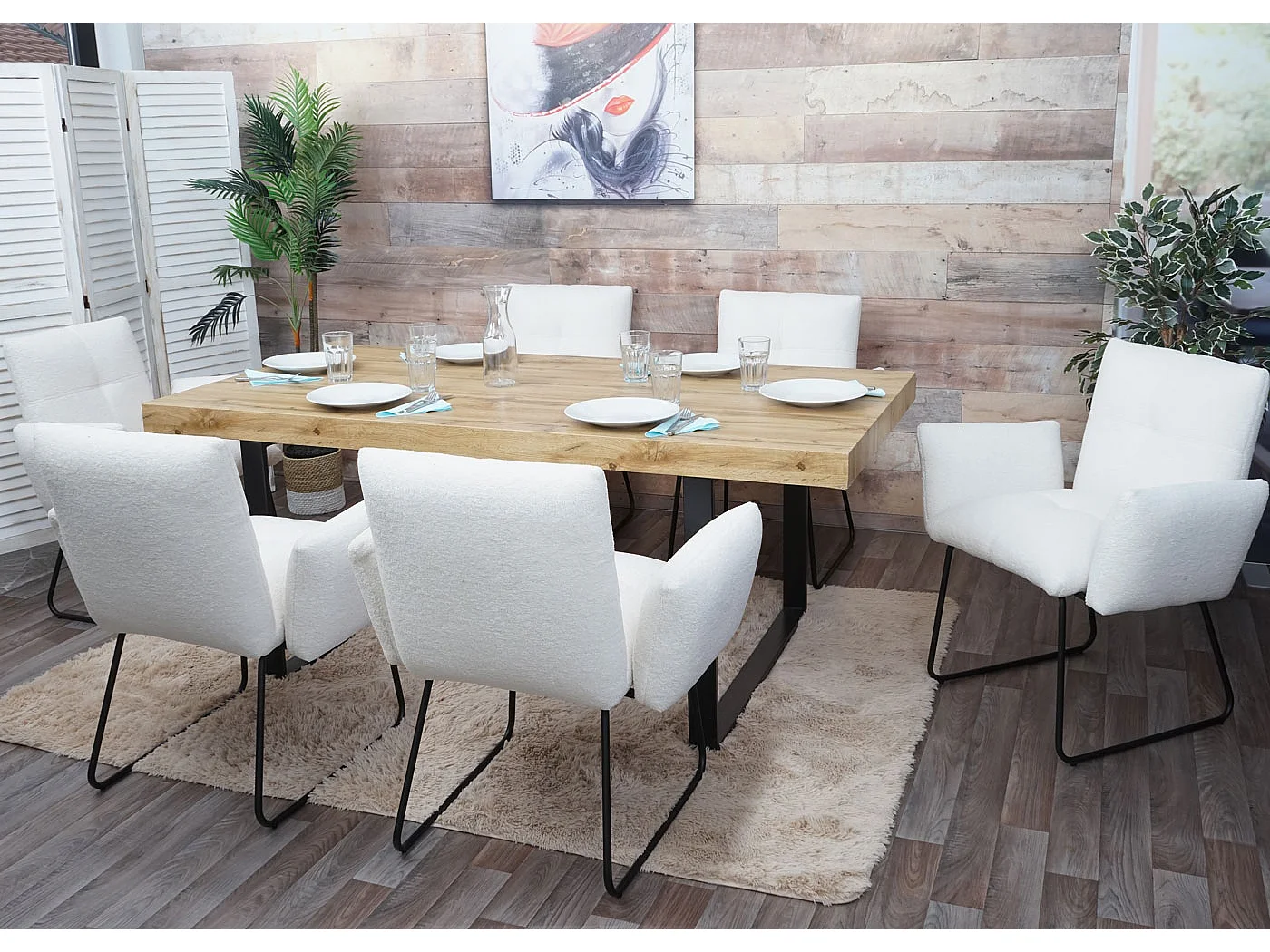 Chaise de salle à manger MCW-K34 (lot de 2),  blanc