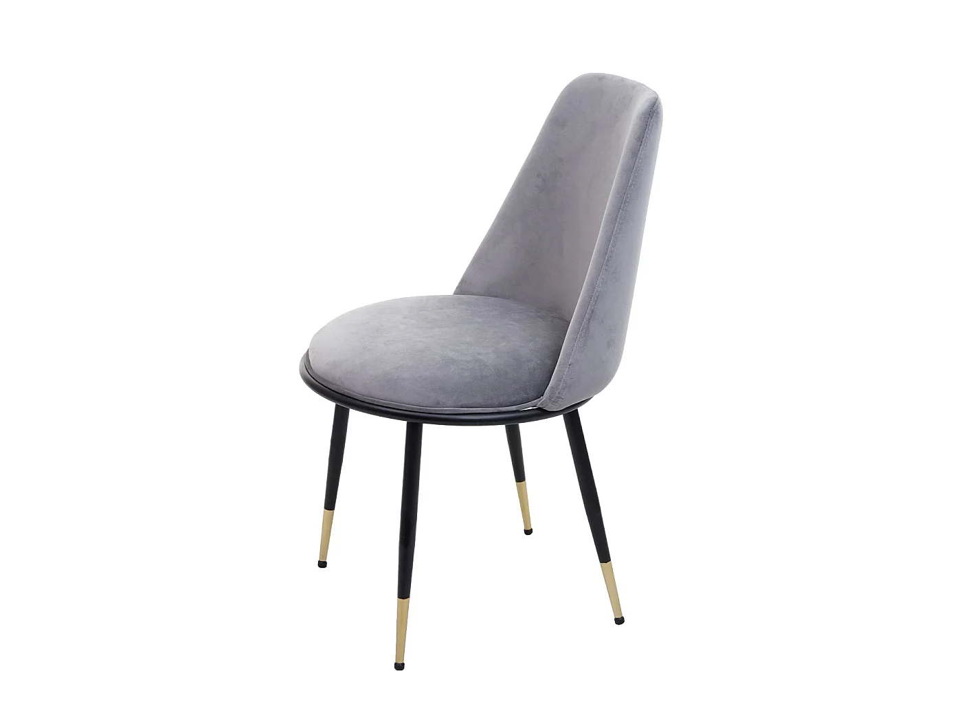 Eetkamerstoel MCW-H28 (set van 6),  grijs, zwarte poten, fluweel