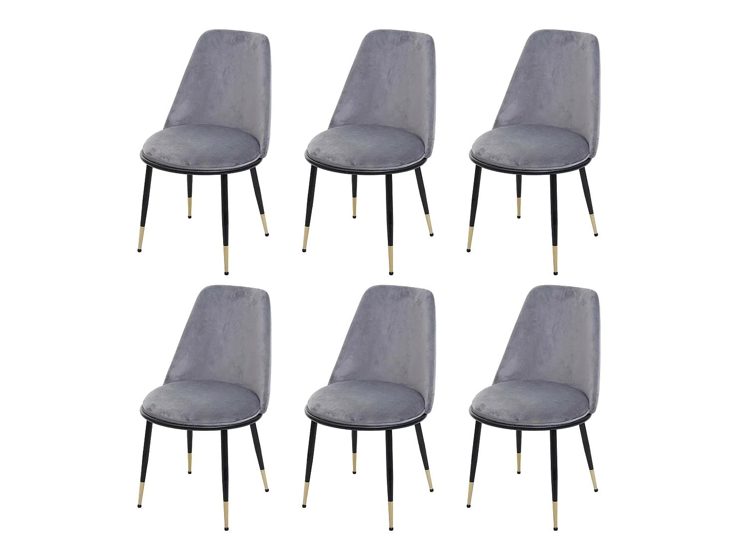 Krzesło do jadalni MCW-H28 (zestaw 6 sztuk),  szary, czarne nogi, aksamit