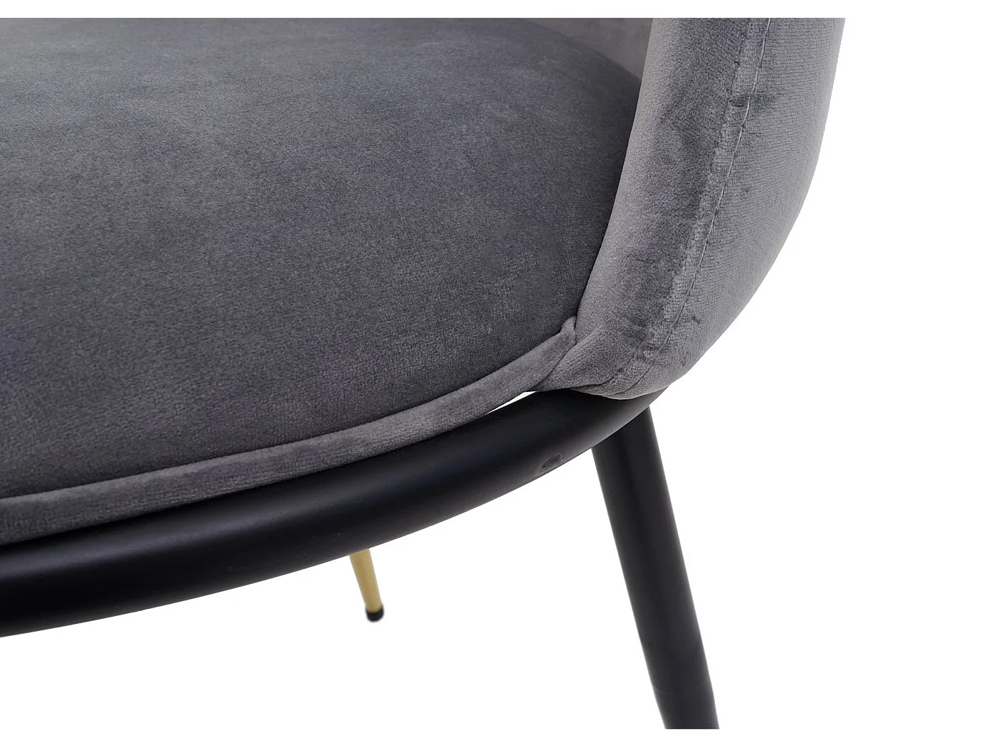 Krzesło do jadalni MCW-H28 (zestaw 6 sztuk),  szary, czarne nogi, aksamit