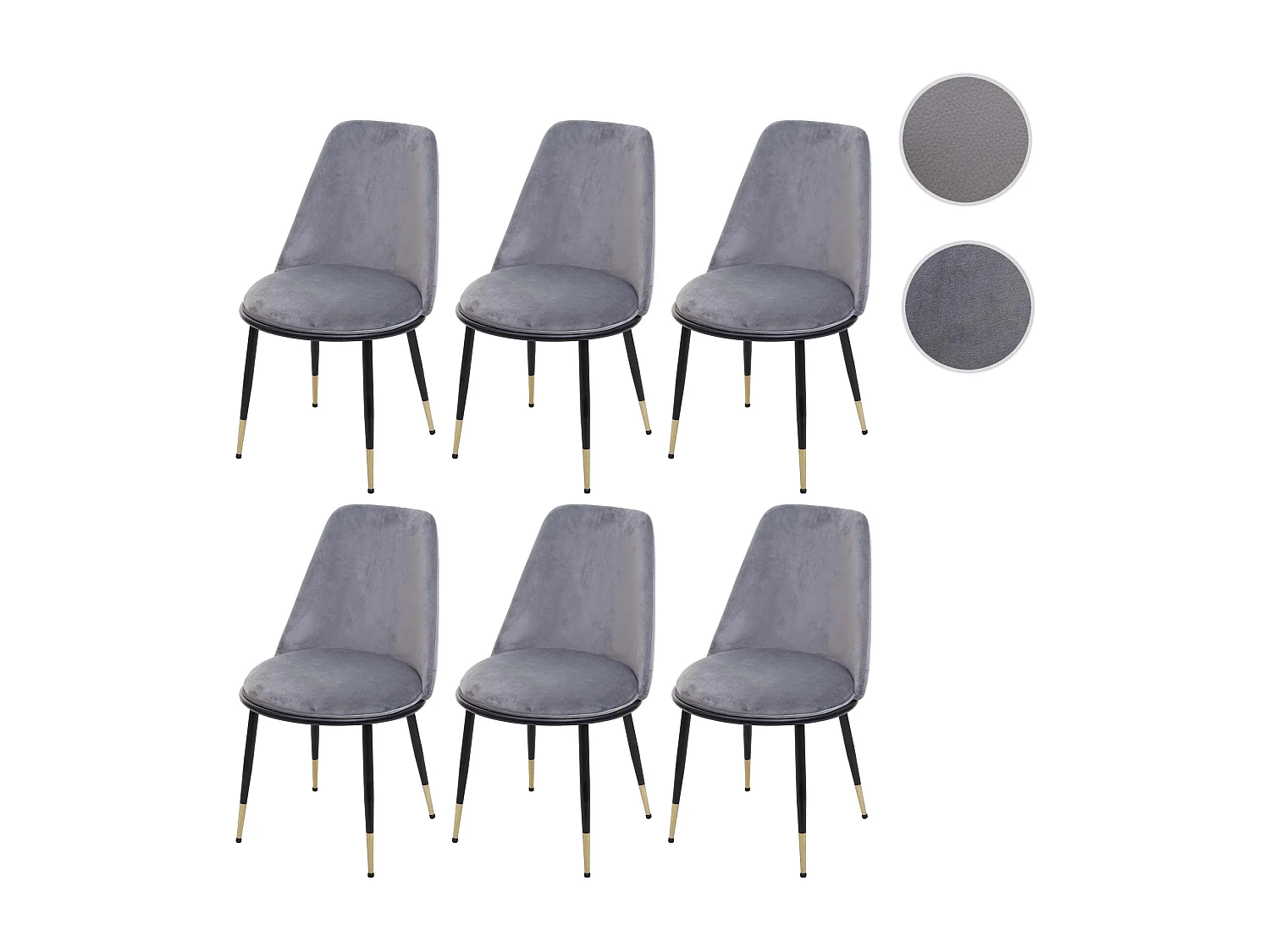 Krzesło do jadalni MCW-H28 (zestaw 6 sztuk),  szary, czarne nogi, aksamit