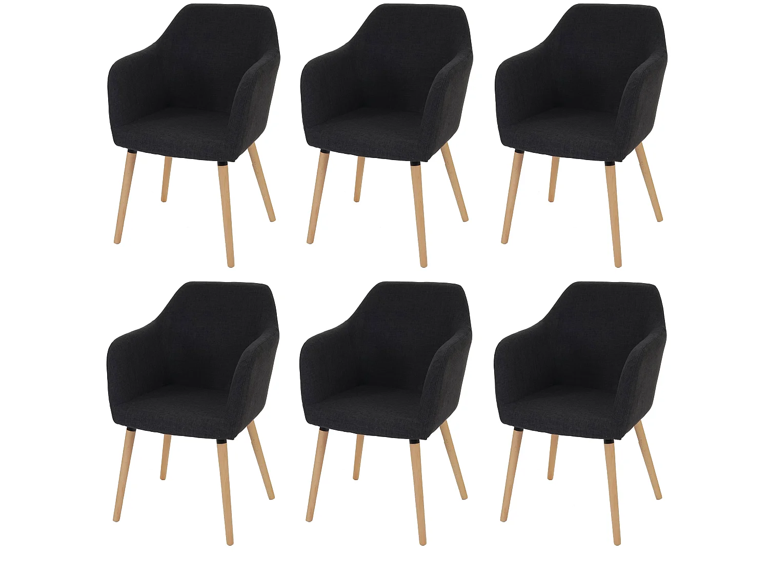 Eetkamerstoel Vaasa T381 (set van 6),  textiel, donkergrijs, lichte poten