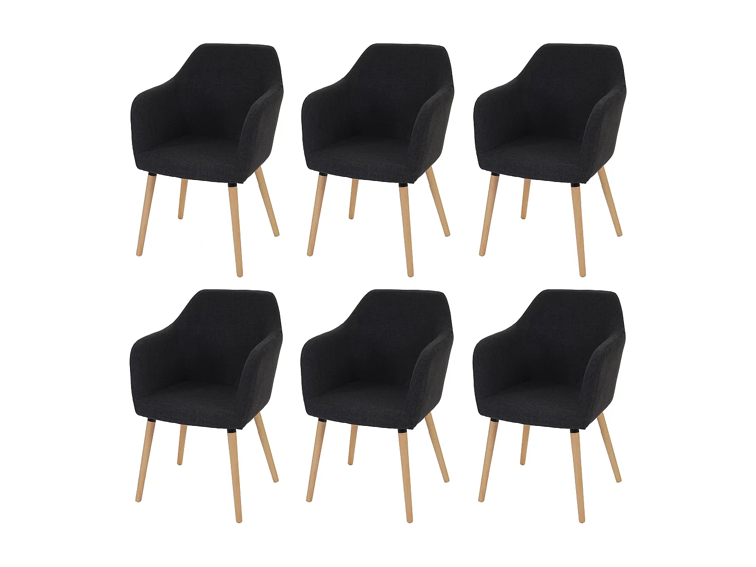 Eetkamerstoel Vaasa T381 (set van 6),  textiel, donkergrijs, lichte poten