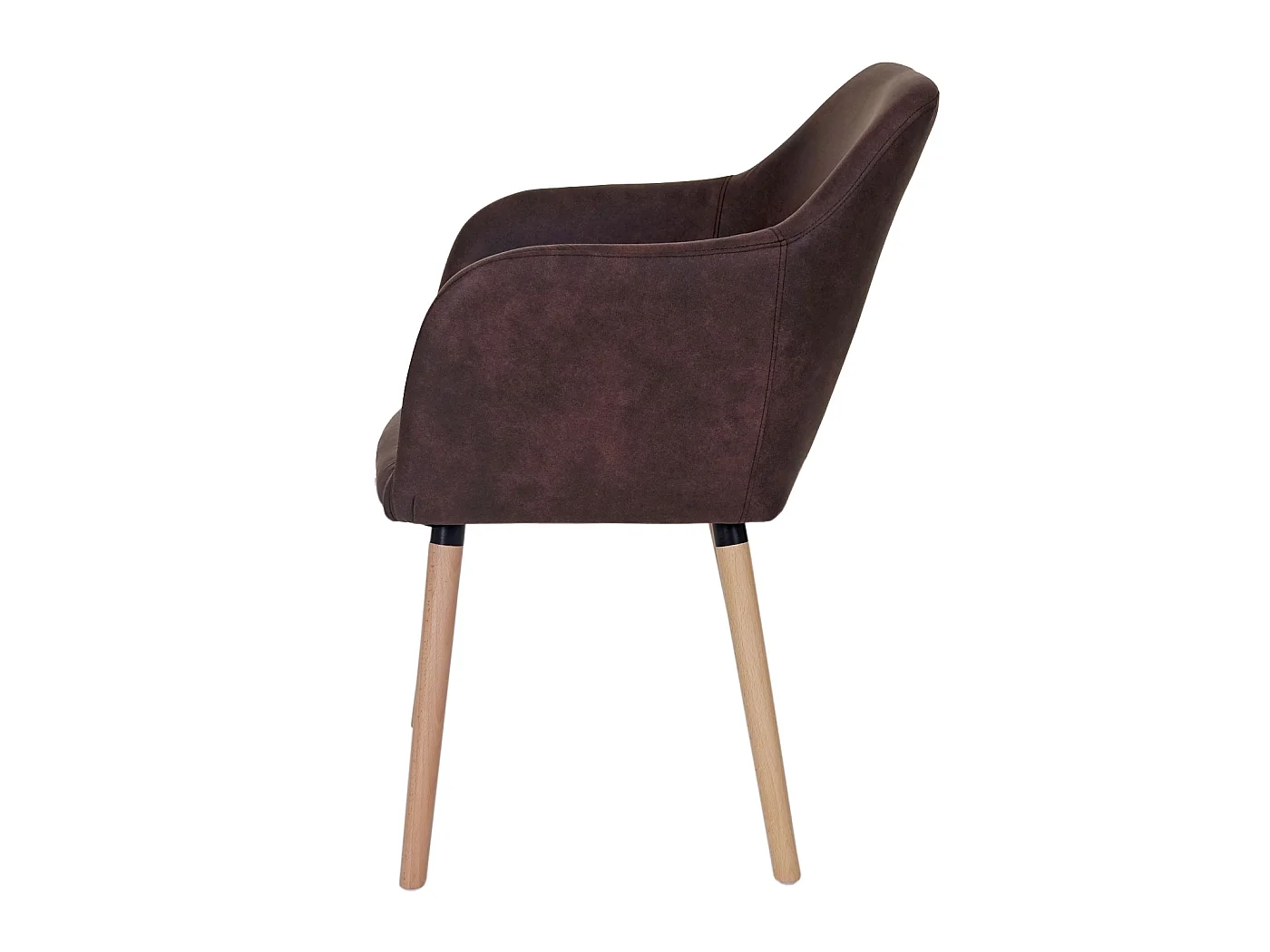 Eetkamerstoel Vaasa T381 (set van 6),  textiel, vintage donkerbruin, lichte poten