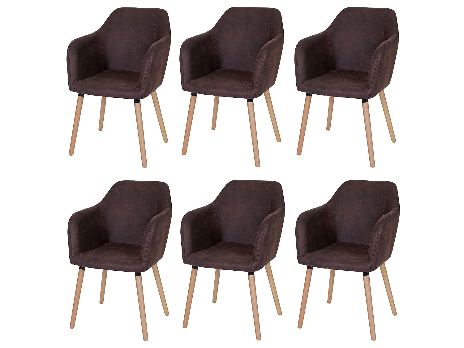 Chaise de salle à manger Vaasa T381 (lot de 6),  tissu, vintage marron foncé