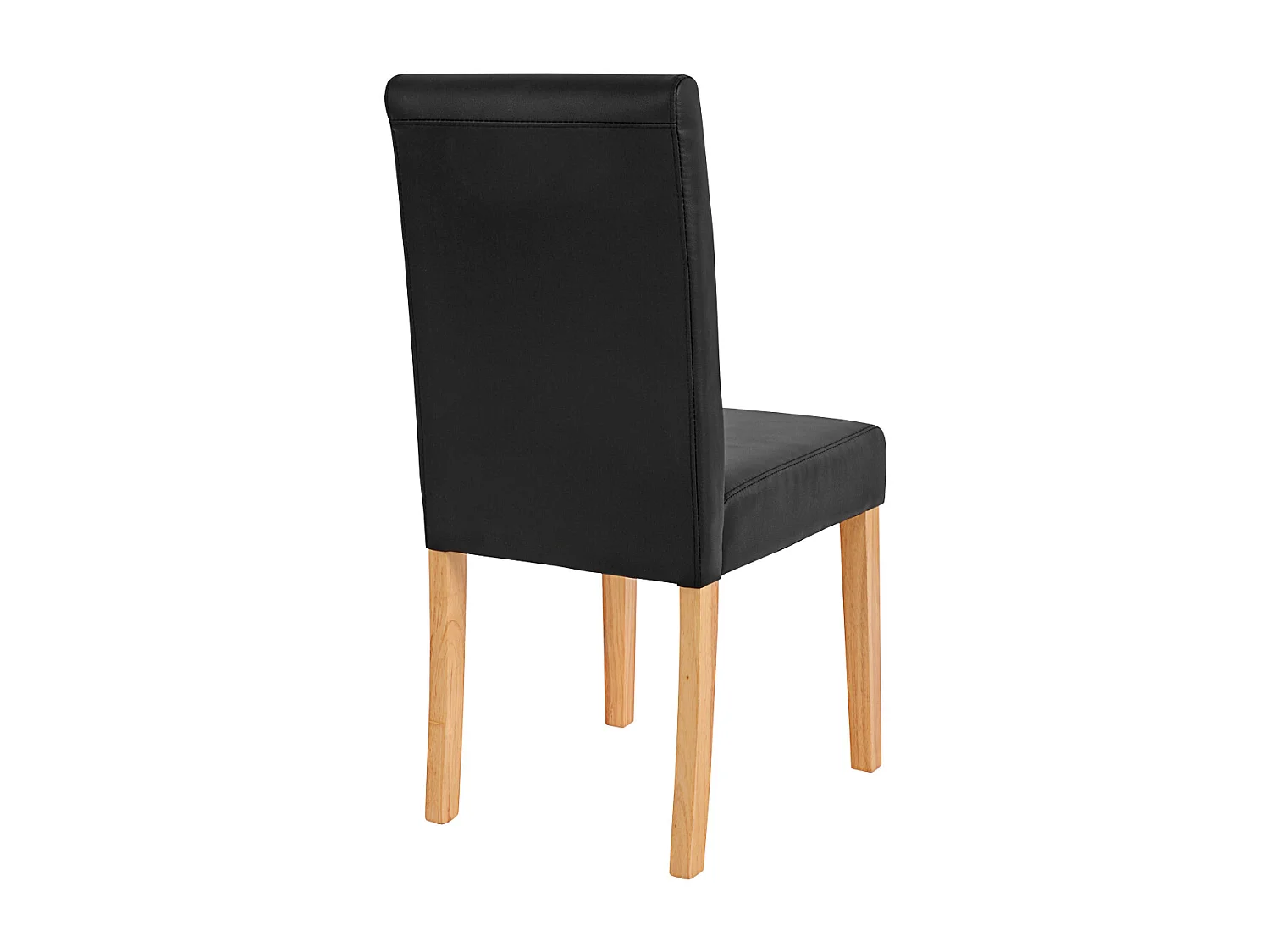 Chaise de salle à manger Littau (lot de 4),  simili-cuir, noir mat, pieds clairs