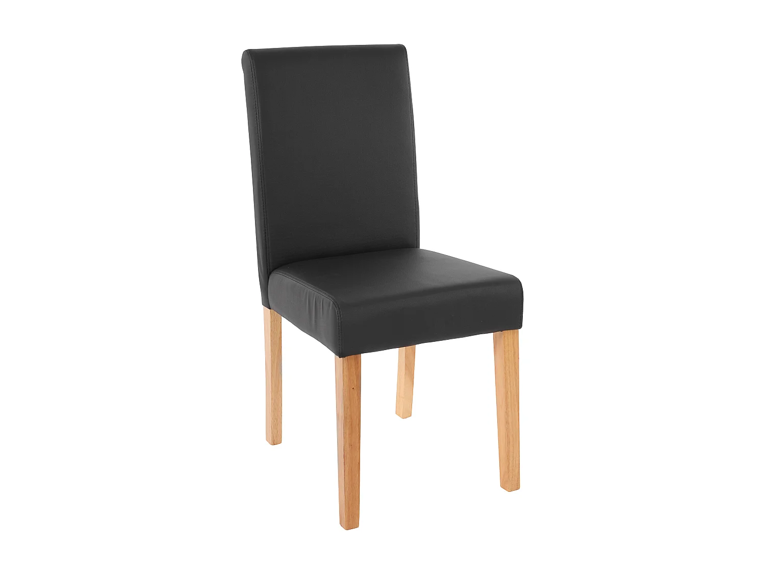 Chaise de salle à manger Littau (lot de 4),  simili-cuir, noir mat, pieds clairs