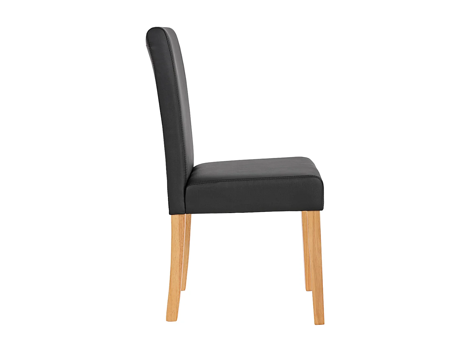 Chaise de salle à manger Littau (lot de 4),  simili-cuir, noir mat, pieds clairs