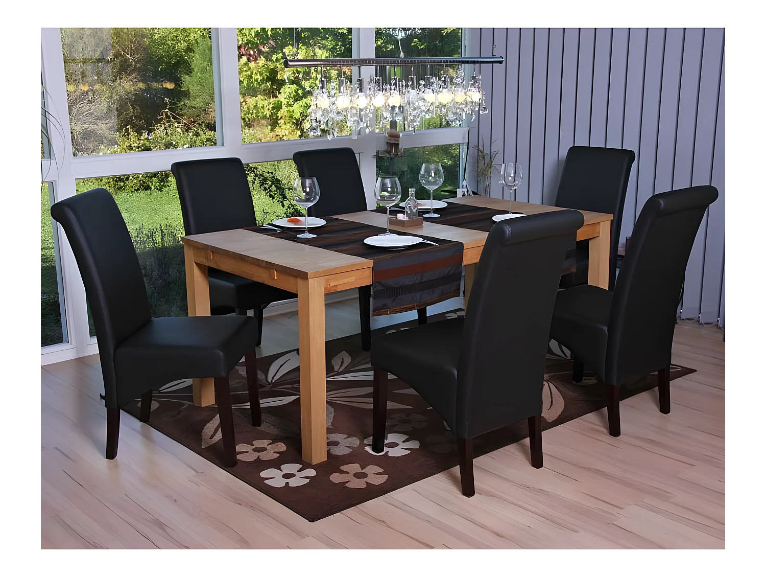 Chaise de salle à manger M37 (lot de 6),  similicuir mat, noir, pieds foncés