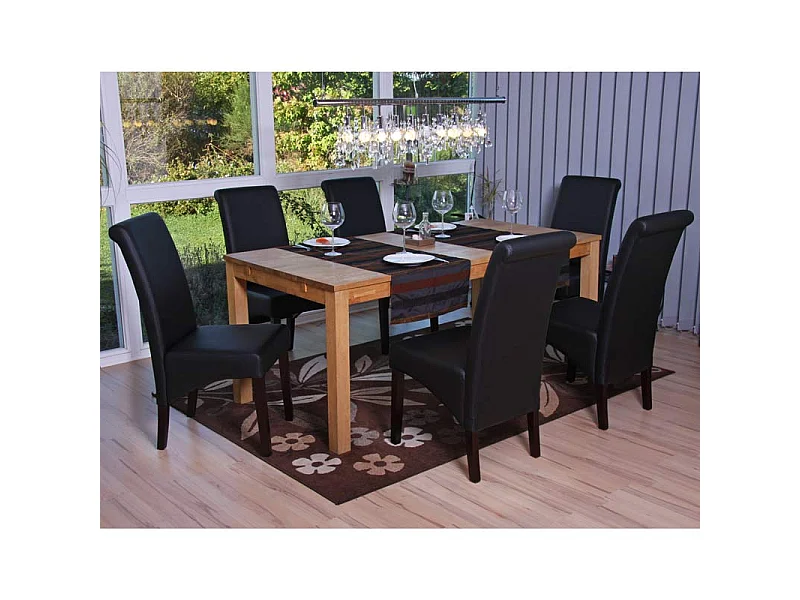 Chaise de salle à manger M37 (lot de 6),  similicuir mat, noir, pieds foncés