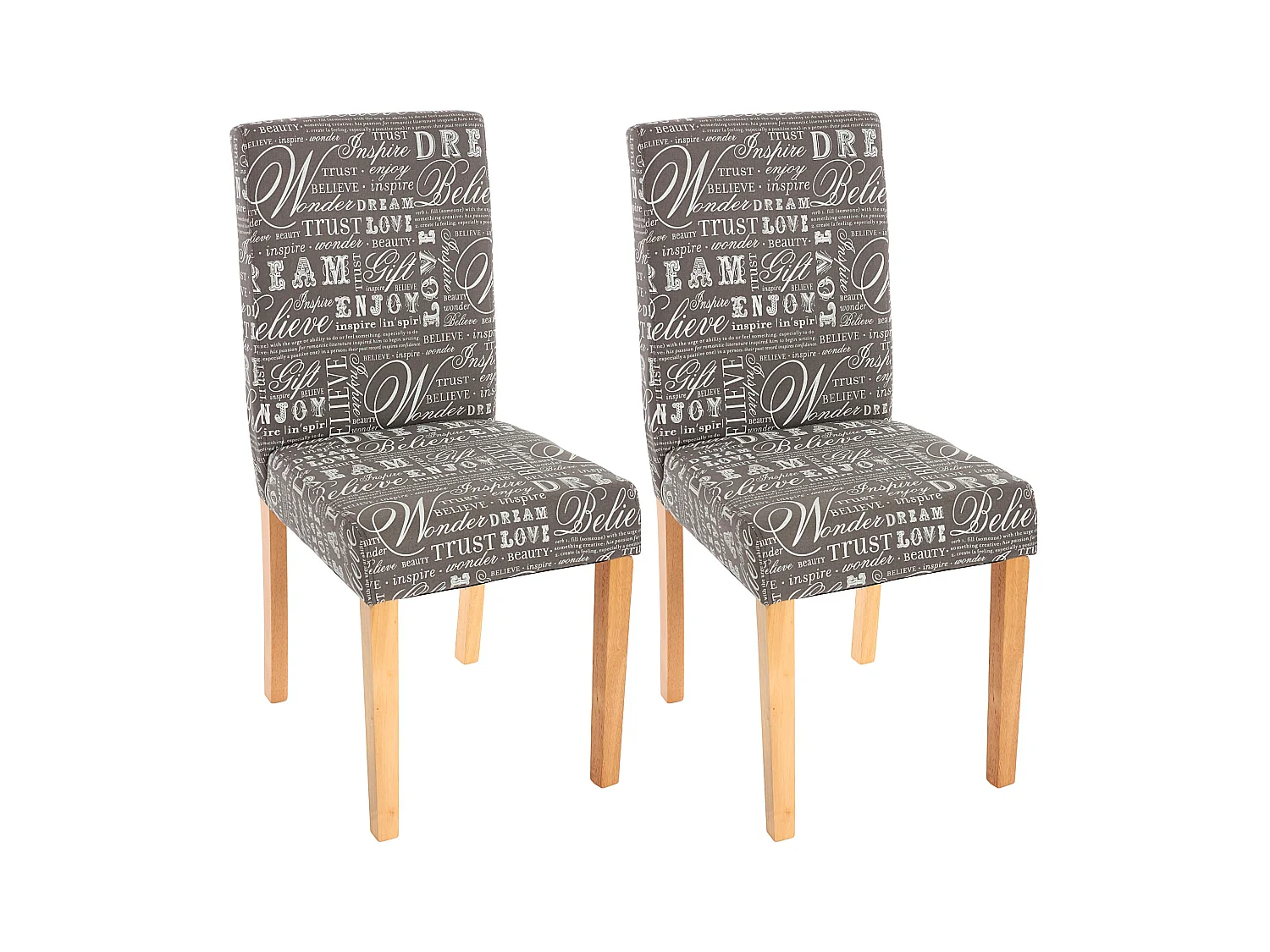 Chaise de salle à manger Littau (lot de 2),  tissu gris words fabric, pieds clairs