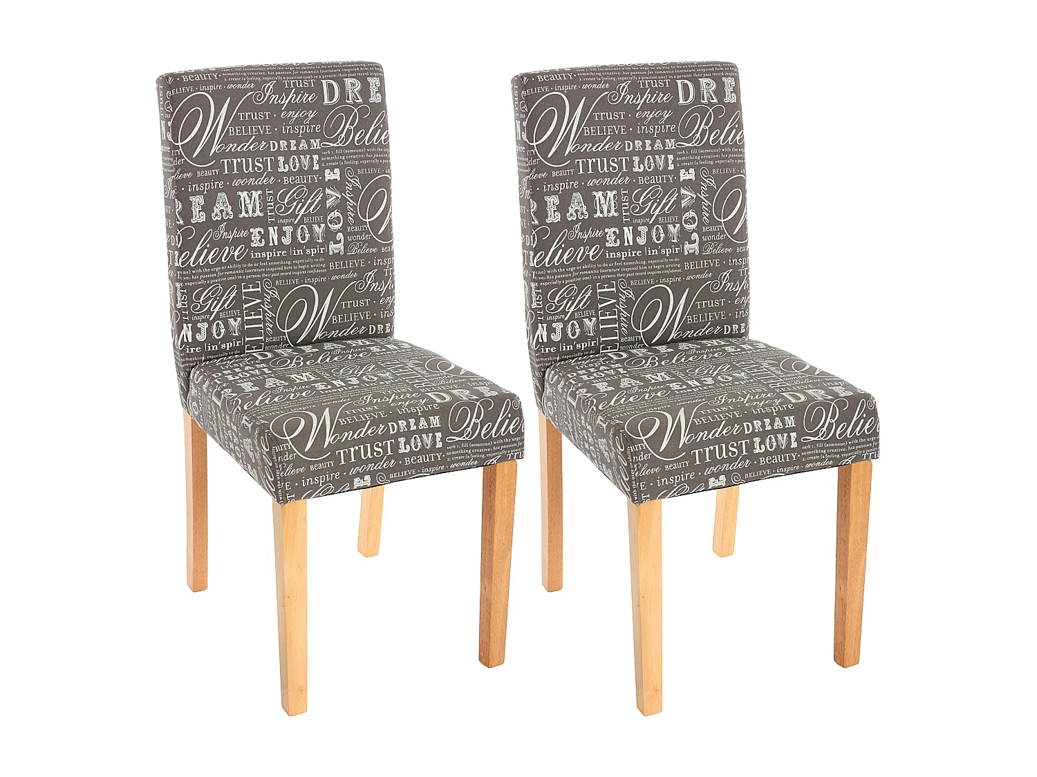 Chaise de salle à manger Littau (lot de 2),  tissu gris words fabric, pieds clairs
