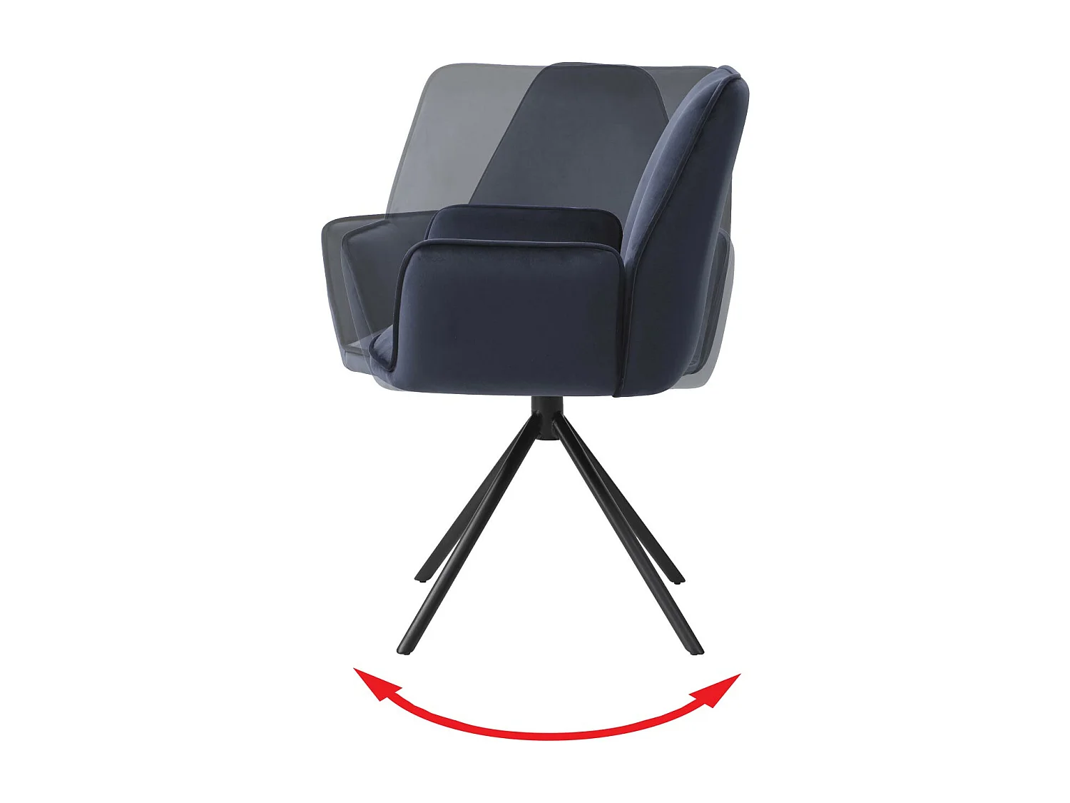 Silla de comedor MCW-G67,  azul antracita, patas negras