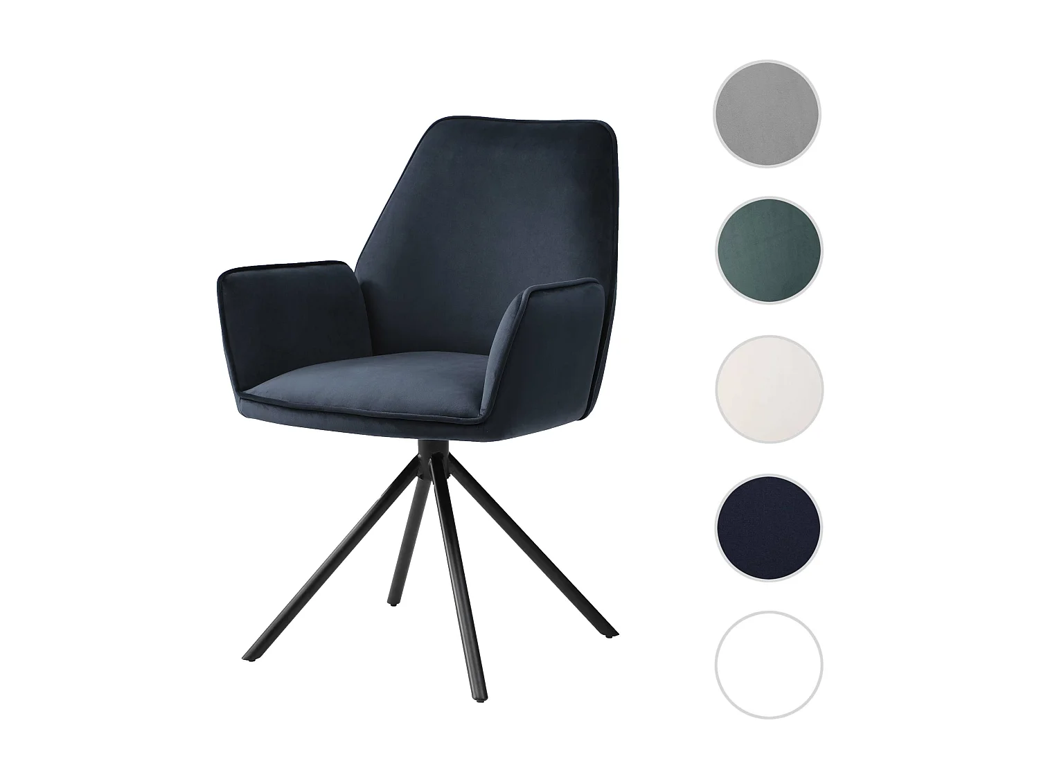 Eetkamerstoel MCW-G67,  antracietblauw, zwarte poten