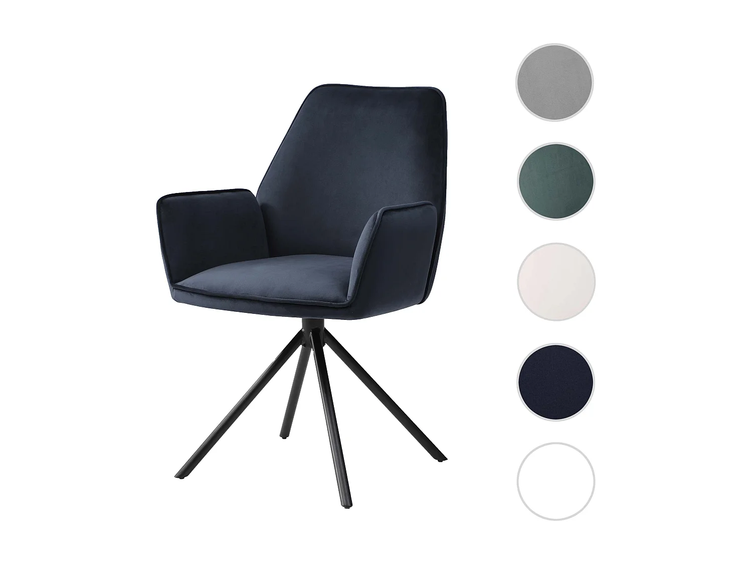 Esszimmerstuhl MCW-G67, Anthrazit-blau, Beine schwarz