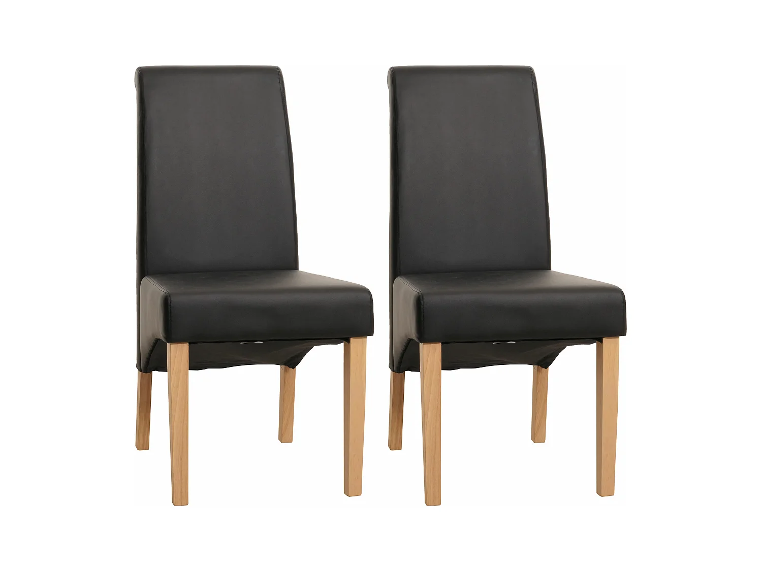 Chaise de salle à manger Cesena (lot de 2),  similicuir mat, noir, pieds clairs